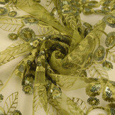 Mesh Embroidered Sequins Rosetta Moss Green