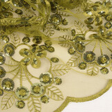 Mesh Geborduurd Pailletten Rosetta Mosgroen