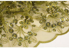 Mesh Embroidered Sequins Rosetta Moss Green