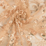 Netz Bestickt Pailletten Rosetta Champagne Beige