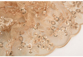 Mesh Geborduurd Pailletten Rosetta Champagne Beige