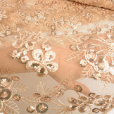 Mesh Embroidered Sequins Rosetta Champagne Beige