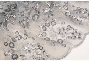 Mesh Embroidered Sequins Rosetta Grey