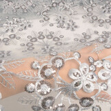 Mesh Embroidered Sequins Rosetta Grey