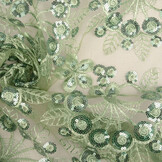 Mesh Geborduurd Pailletten Rosetta Oud Groen