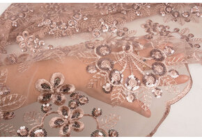 Netz Bestickt Pailletten Rosetta Puderrosa