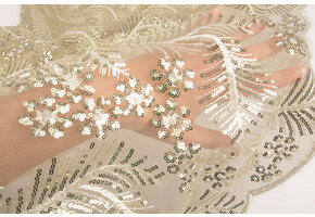 Mesh Embroidered Sequins Lizanne Off-White