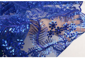 Mesh Embroidered Sequins Lizanne Cobalt Blue