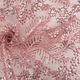 Mesh Geborduurd Pailletten Lizanne Oud Roze