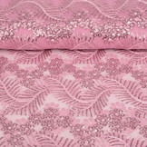 Mesh Geborduurd Pailletten Lizanne Donker Oud Roze