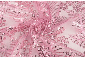 Mesh Geborduurd Pailletten Lizanne Donker Oud Roze