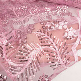 Mesh Embroidered Sequins Lizanne Dark Old Pink