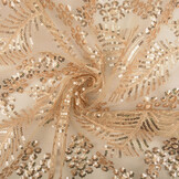 Mesh Geborduurd Pailletten Lizanne Champagne Beige