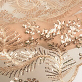 Mesh Geborduurd Pailletten Lizanne Champagne Beige