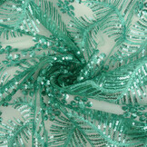 Mesh Geborduurd Pailletten Lizanne Licht Zeegroen