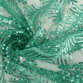 Mesh Geborduurd Pailletten Lizanne Licht Zeegroen