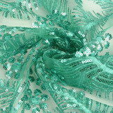 Mesh Geborduurd Pailletten Lizanne Licht Zeegroen