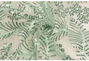Mesh Embroidered Sequins Lizanne Light Old Green