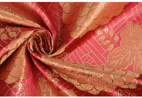 Brocade Flowers Dahlia Wine Red