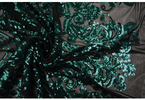 Pailletten op Mesh Madelon Petrol