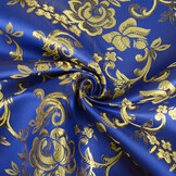 Brokat Blumen Sabeau Königsblau