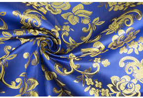 Brokat Blumen Sabeau Königsblau