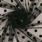 Fijne Tule Stippen Middel Zwart