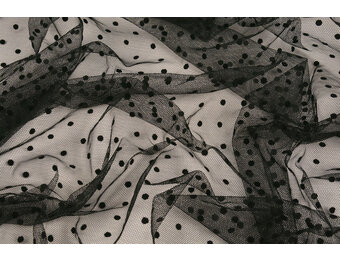 Feiner Tüll Punkte Klein Schwarz