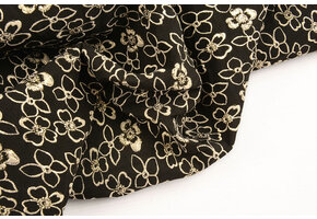 Jacquard Metallic Blumen in Schwarz-Gold