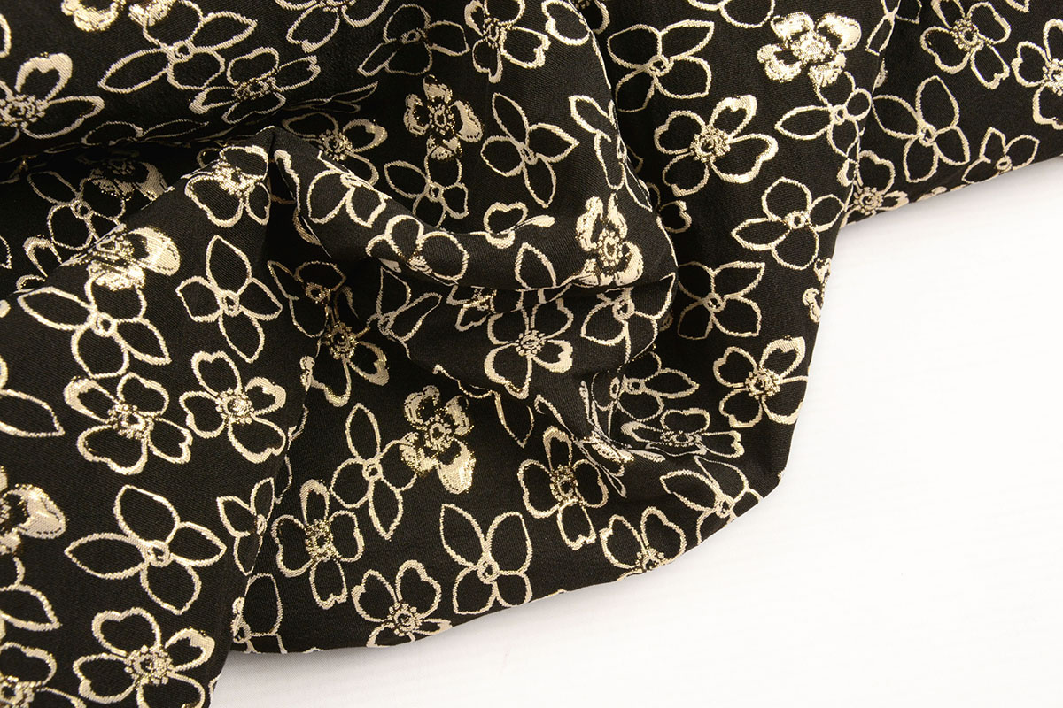 Jacquard Metallic Blumen in Schwarz-Gold