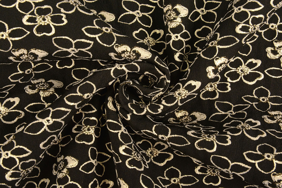 Jacquard Metallic Blumen in Schwarz-Gold