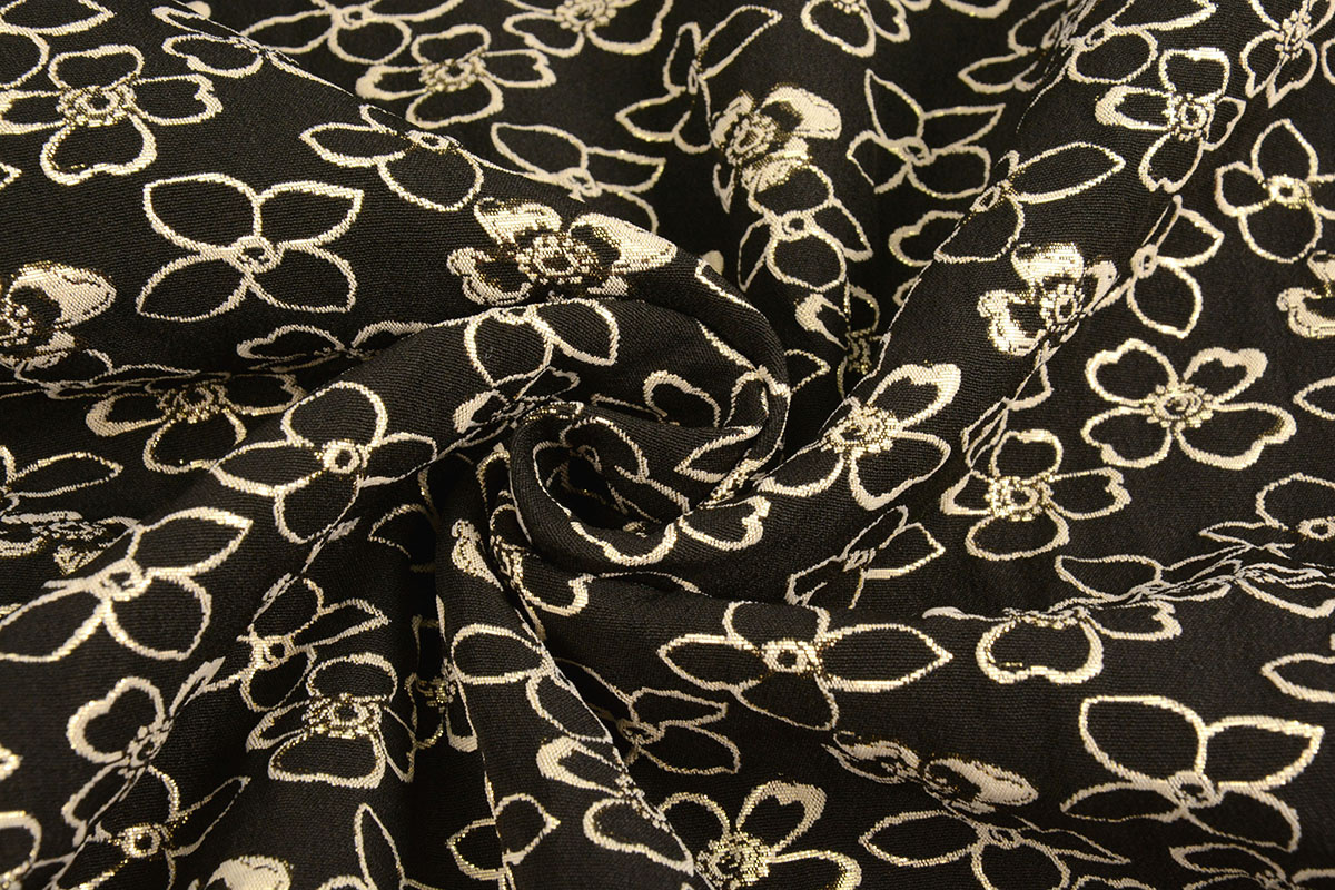 Jacquard Metallic Blumen in Schwarz-Gold