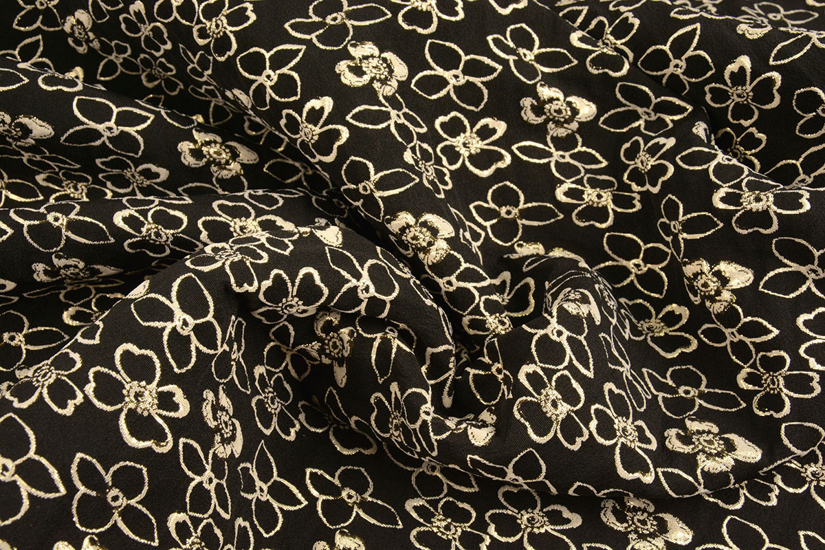 Jacquard Metallic Blumen in Schwarz-Gold