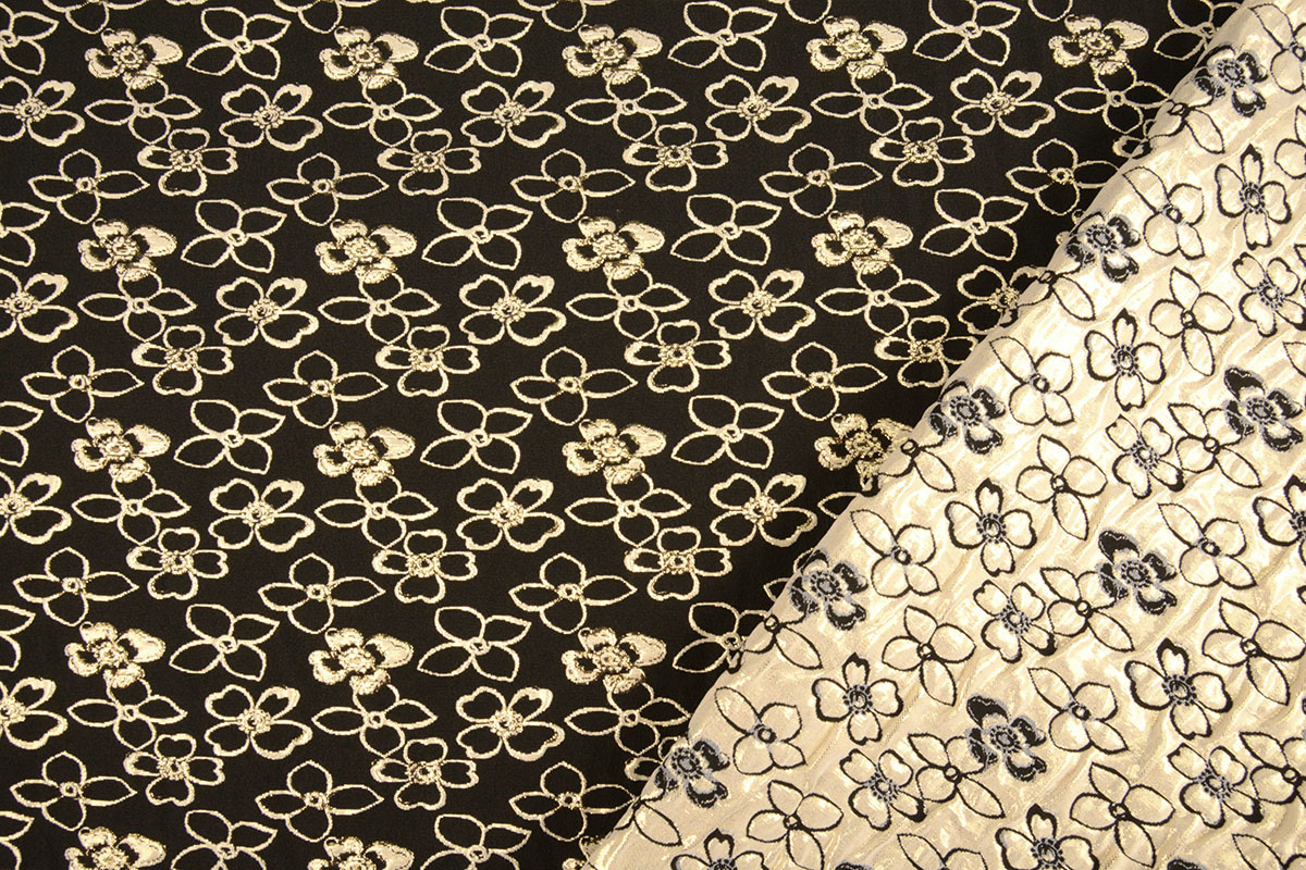 Jacquard Metallic Blumen in Schwarz-Gold