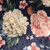 Samt Bedruckt Blumen Marineblau