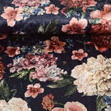 Samt Bedruckt Blumen Marineblau