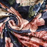 Samt Bedruckt Blumen Marineblau