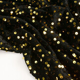 Sequins on Velvet Black - Gold