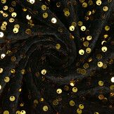 Pailletten auf Samt Schwarz - Gold