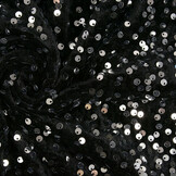 Sequins on Velvet Black - Silver
