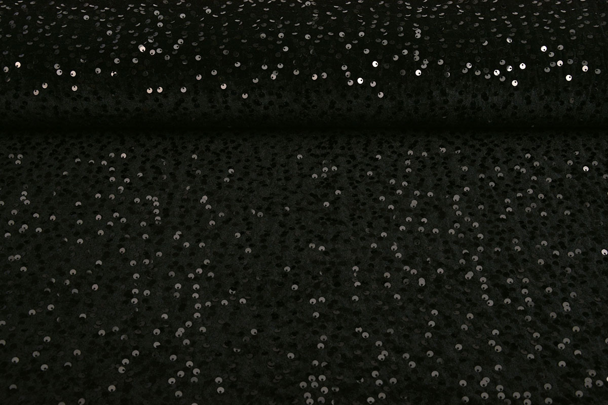 Sequins on Velvet Black - Black