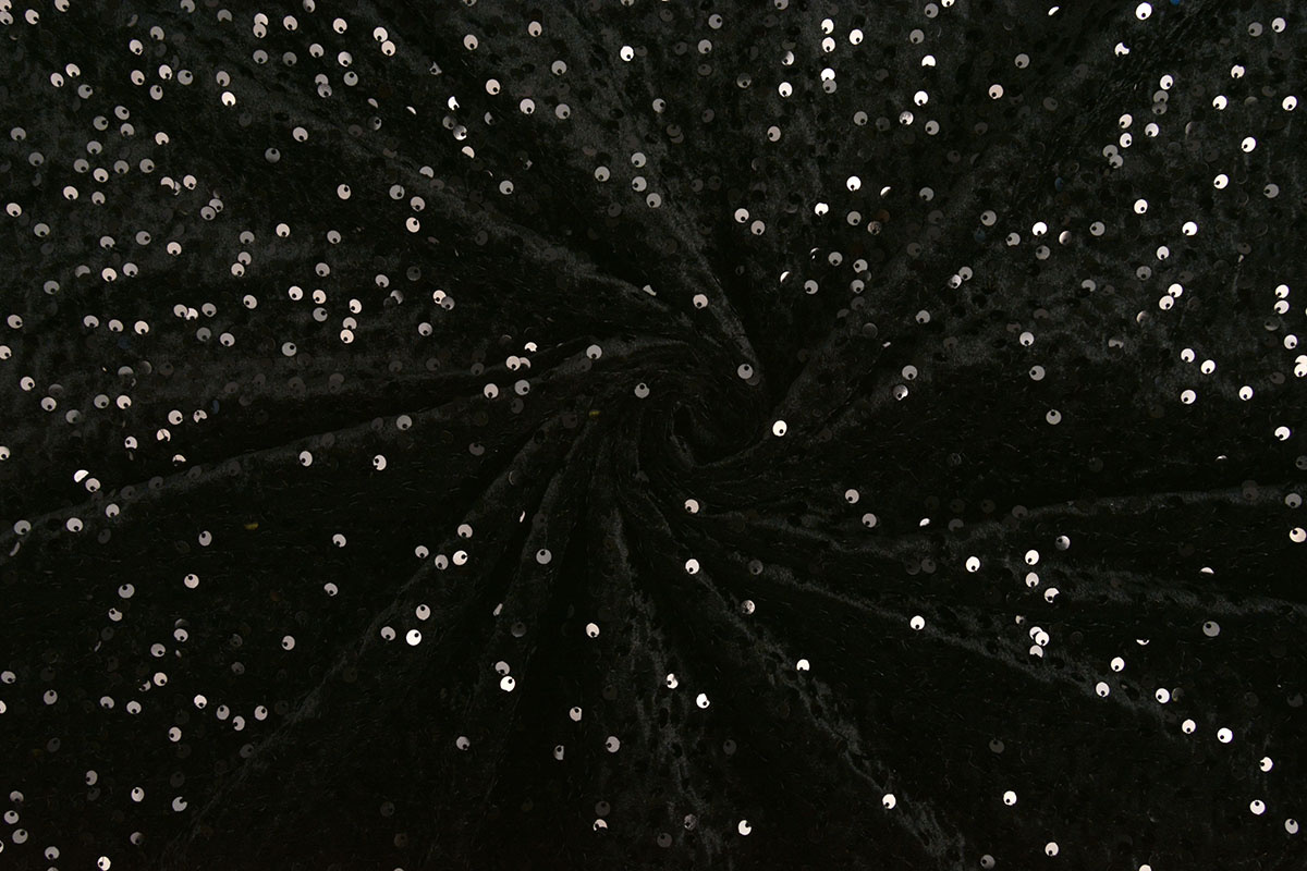 Sequins on Velvet Black - Black