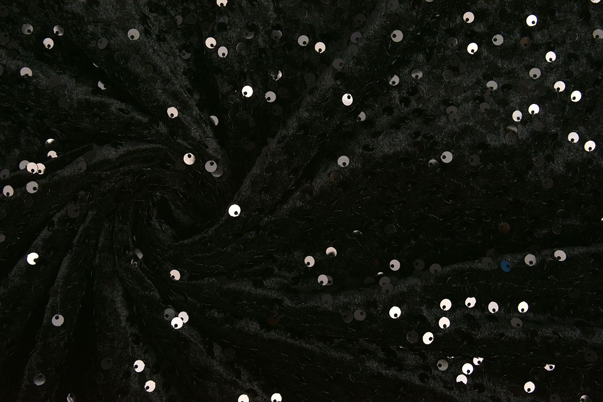 Sequins on Velvet Black - Black