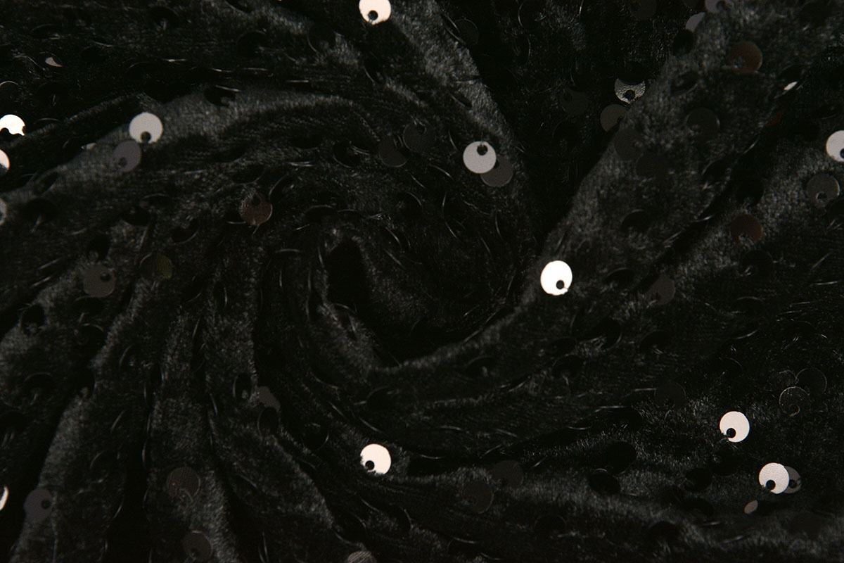Sequins on Velvet Black - Black