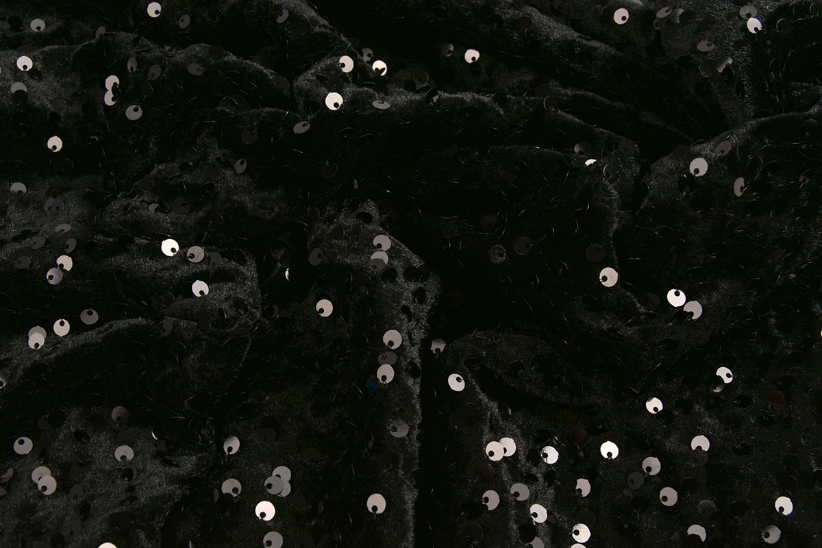 Sequins on Velvet Black - Black