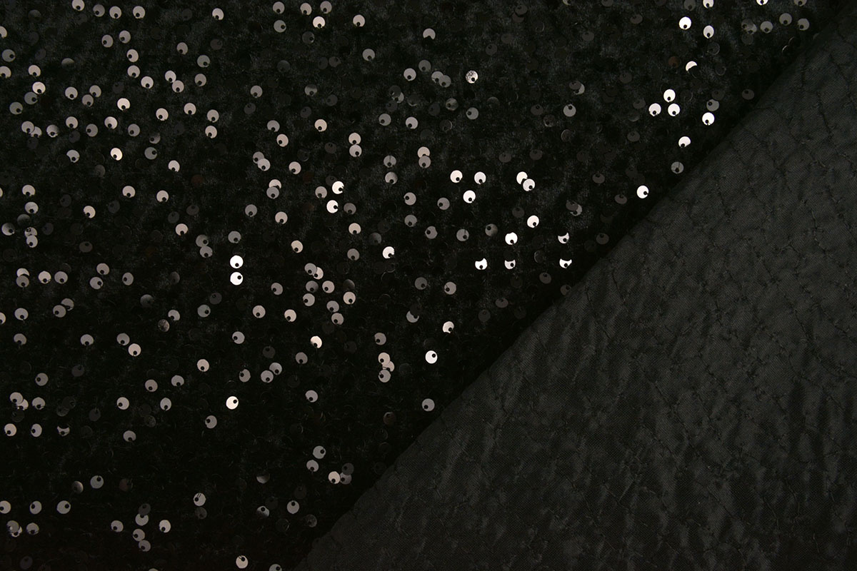 Sequins on Velvet Black - Black