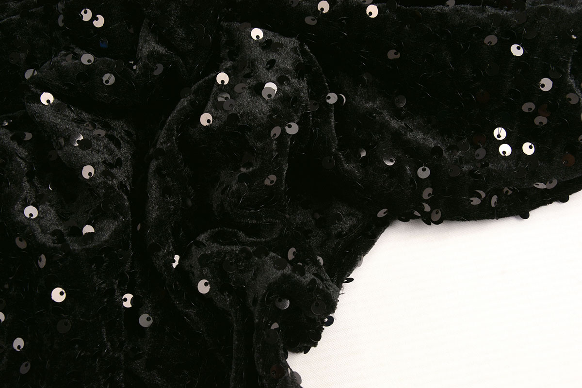 Sequins on Velvet Black - Black