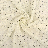Chiffon Ruches en Stippen Creme