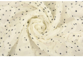 Chiffon Ruches en Stippen Creme