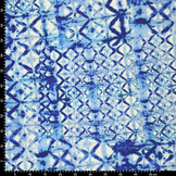 Viskose Leinen Digital Shibori Tie Dye Blau